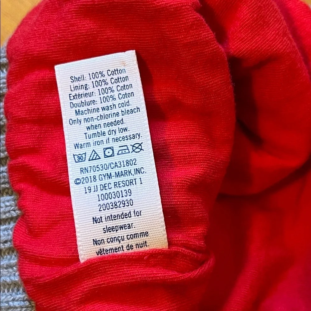 JANIE AND JACK Infant Boys 3-6mo Cotton Knit Hat Winter Beanie Red Gray EUC